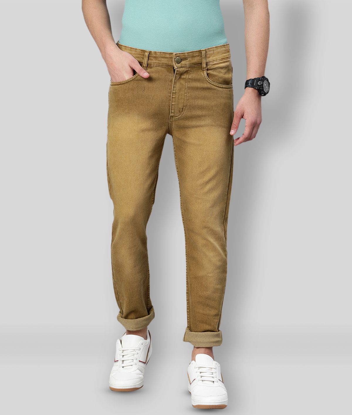     			Urbano Fashion - Khaki Cotton Blend Slim Fit Men's Jeans ( Pack of 1 )
