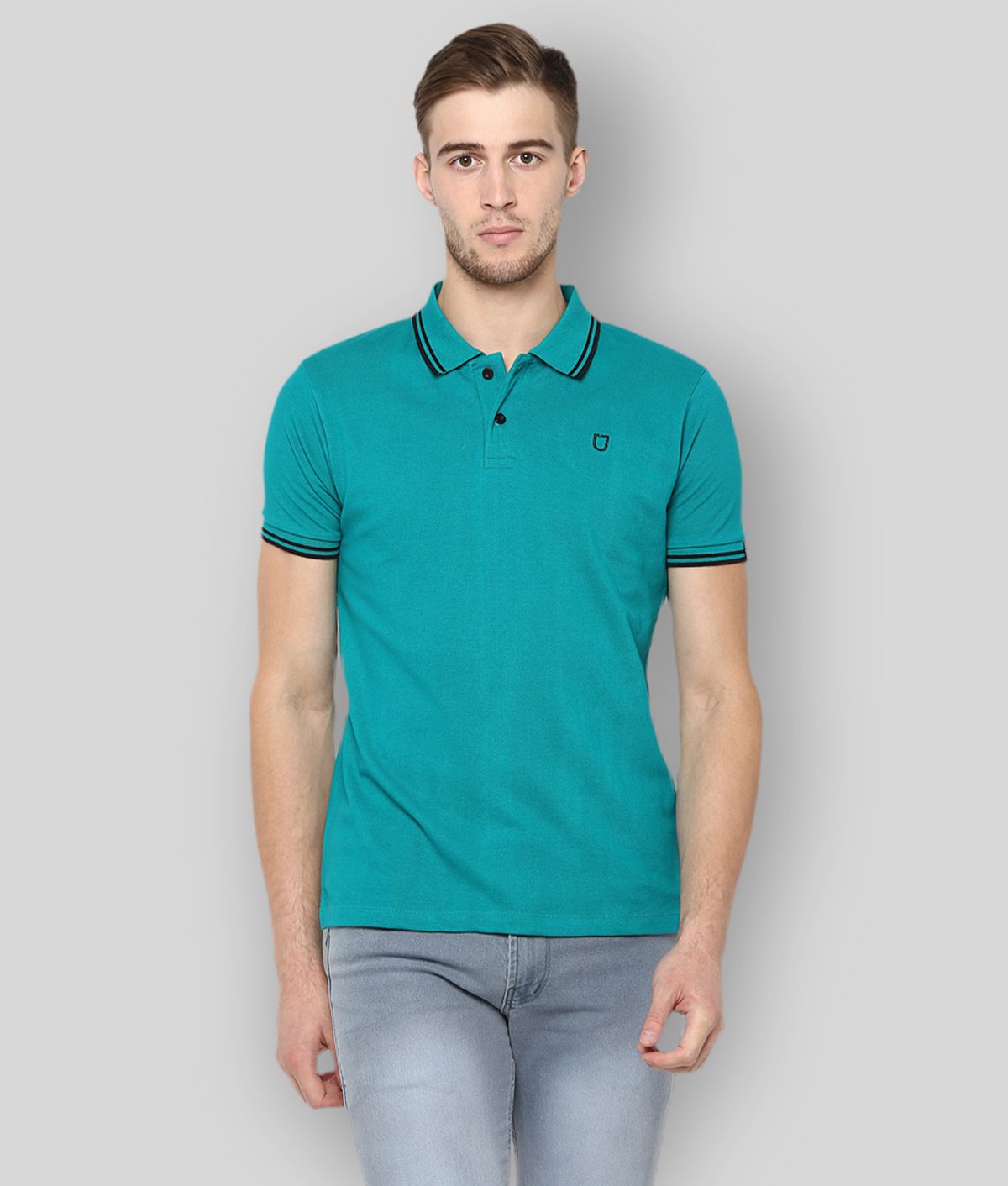Urbano Fashion - Green Cotton Blend Slim Fit Men's Polo T Shirt ( Pack of 1 )