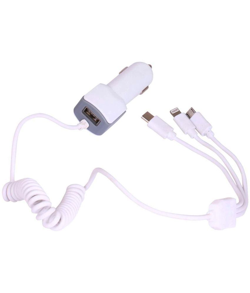 3 In 1 Multi Pin Universal Portable Adapter 3.1 amp Car Mobile Charger Charging Cable For (iPhone,Type C and Micro USB)