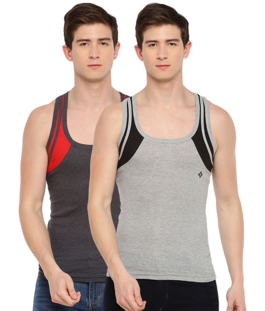     			Pack of 2 Dollar Bigboss Assorted Solid Cotton Blend Men Vest