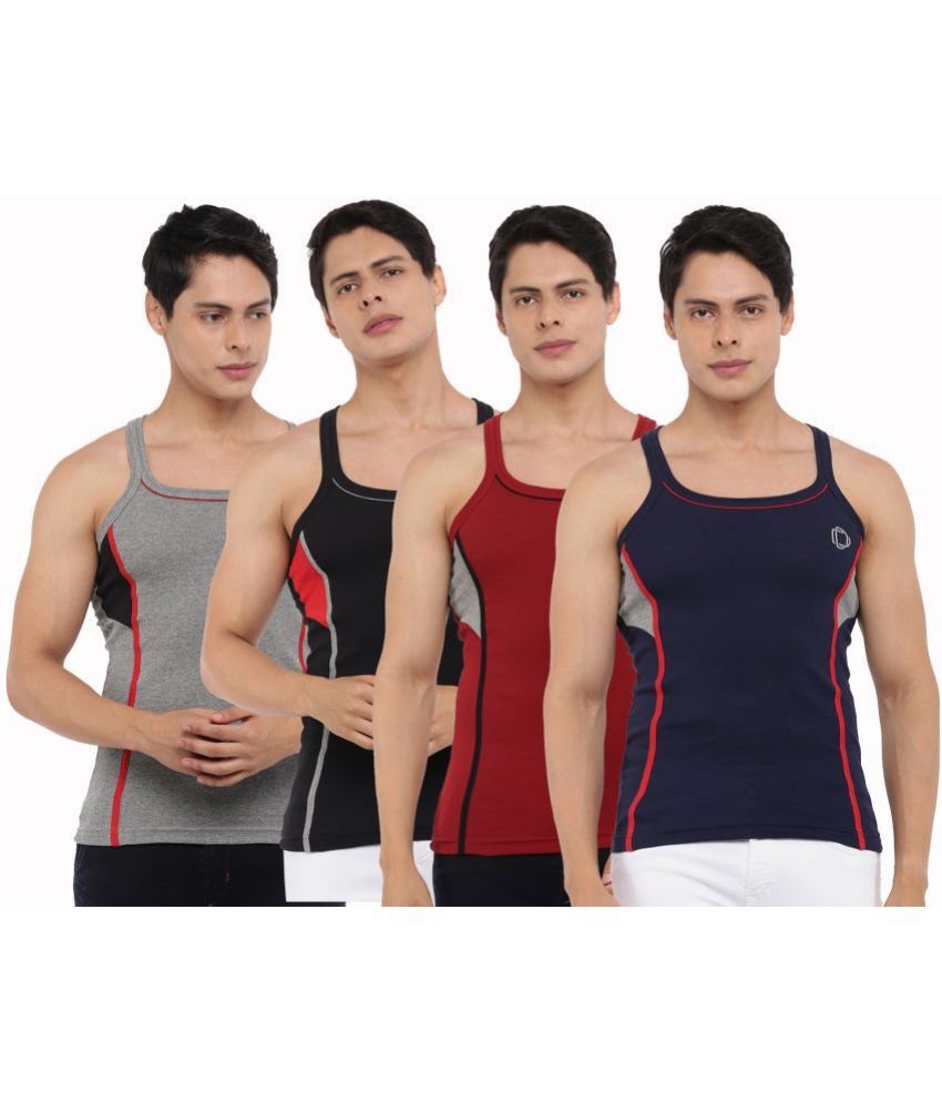     			Pack of 4 Dollar Bigboss Assorted Colorblock Cotton Blend Men Vest