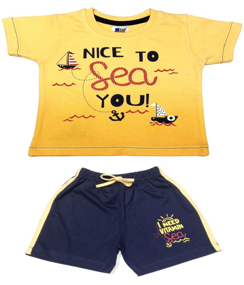     			Kideon 100% Cotton Gold T-Shirt & Shorts For Baby Boy ( Pack of 1 )