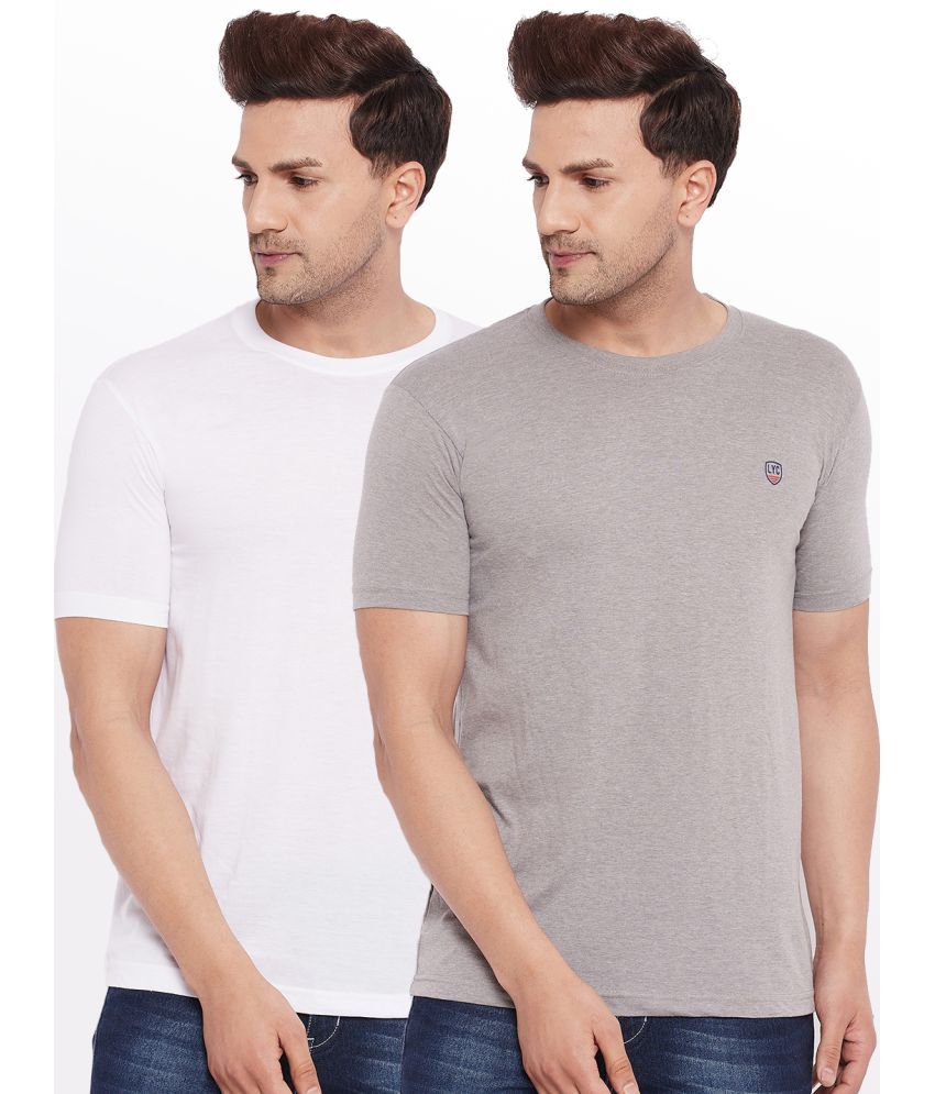     			Lycos - Cotton Blend Regular Fit Grey Men's T-Shirt ( Pack of 2 )