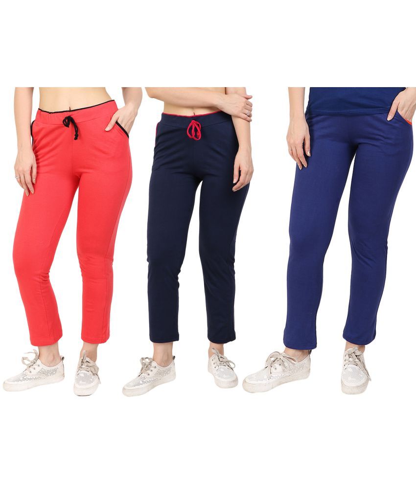     			Diaz - 100% Cotton Multicolor Women's Running Trackpants ( Pack of 3 )