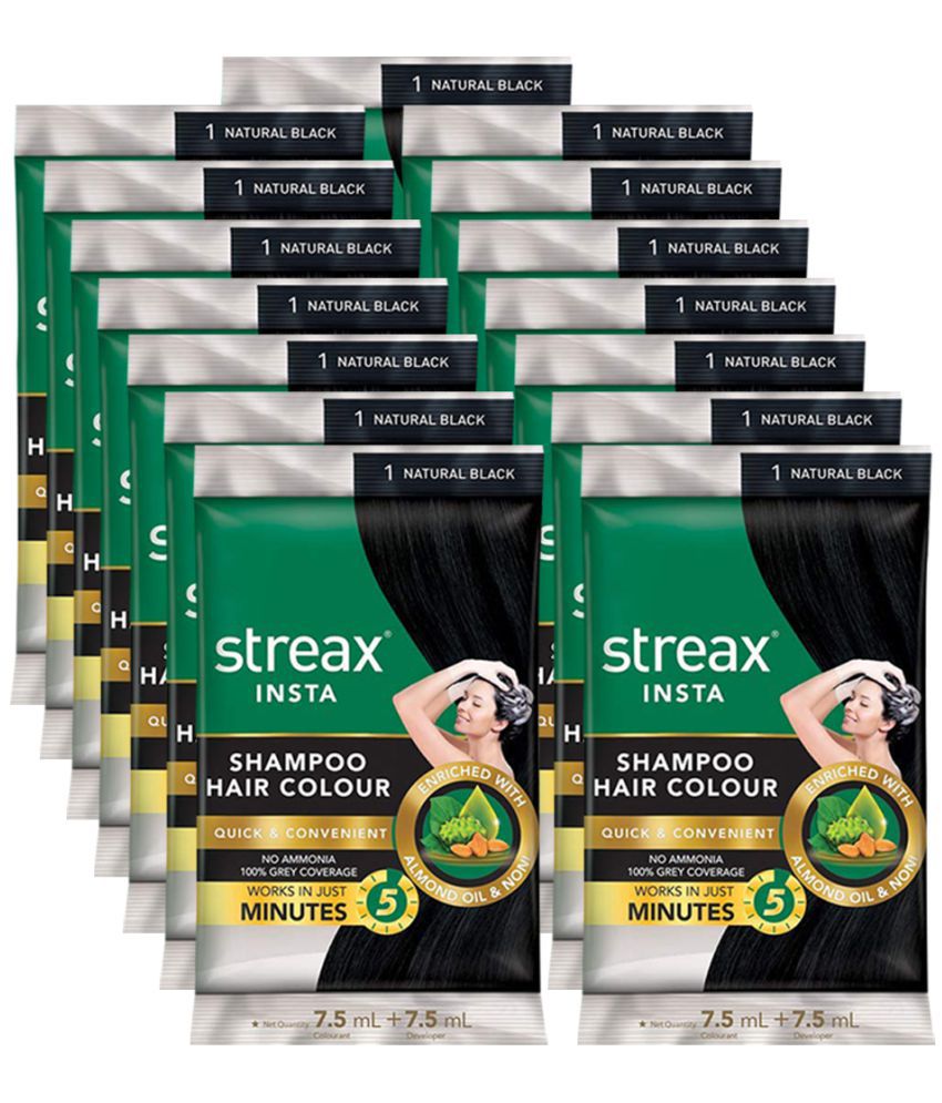 Streax Permanent Hair Color Black Natural Black 18 mL Pack of 15: Buy Streax  Permanent Hair Color Black Natural Black 18 mL Pack of 15 at Best Prices in  India - Snapdeal