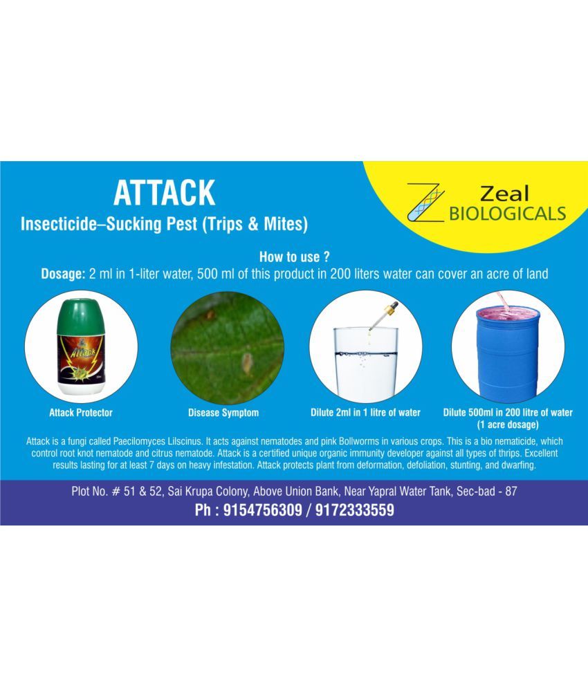 Buy Zeal Biologicals Insecticide Attack Sucking pest( Trips&Mites) 2ml