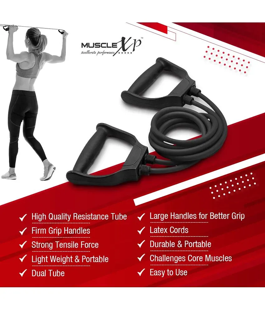 Single Toning Resistance Tube Pull Rope Exercise Band for Stretching,  Workout, Home Gym and Toning with Grip D Shaped Foam Handles for Men and  Women