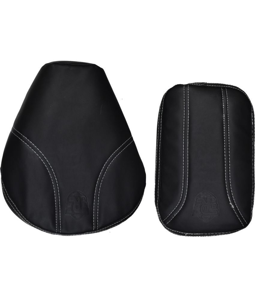     			AHL MOTORS Fancy Black with White Thread Design Seat Cover For Royal Enfield Classic