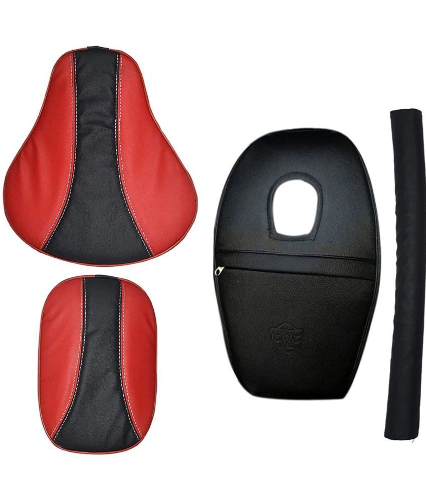     			AHL MOTORS Stylish Design Seat Cover with Tank Cover + Back Rest Foam Combo Set for Royal Enfield Classic 350/500cc (Red with Black)