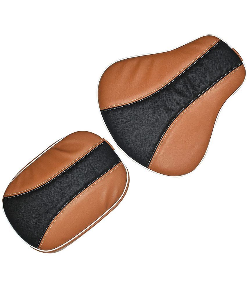     			AHL MOTORS Stylish Designer Seat Cover for Royal Enfield Classic 350/500cc (Tan with Black)