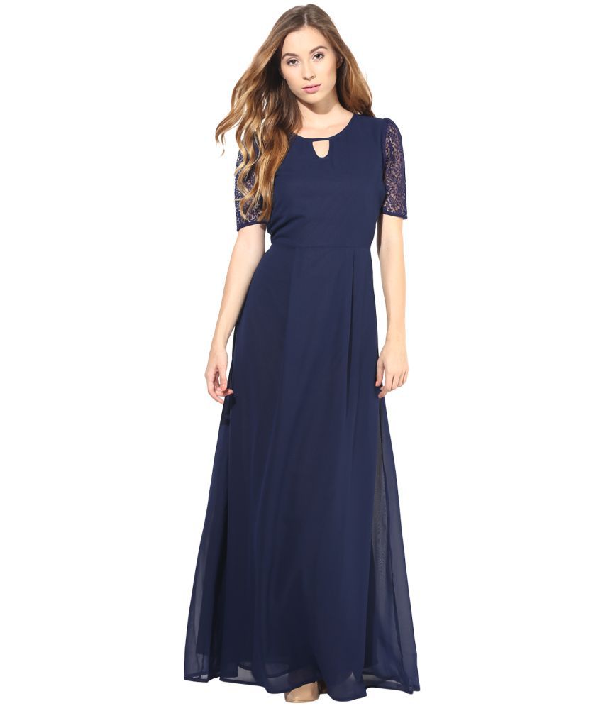 La Zoire - Georgette Navy Blue Women's Gown ( Pack of 1 )
