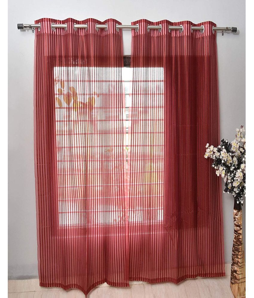     			Panipat Textile Hub Set of 3 Long Door Net/Tissue Curtain