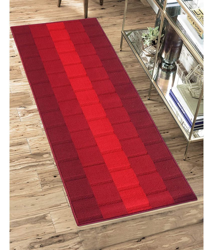     			Status Red Polypropylene Carpet Abstract 2x5 Ft
