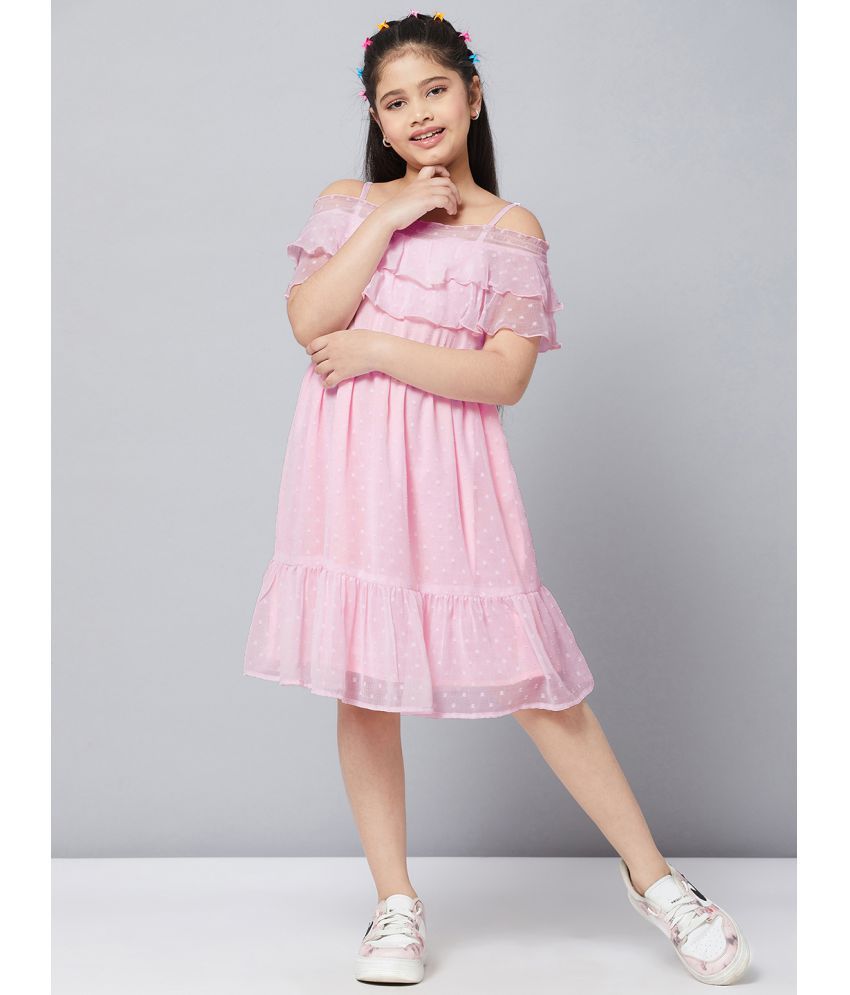 Stylo Bug - Polyester Pink Girls A-line Dress ( Pack of 1 )