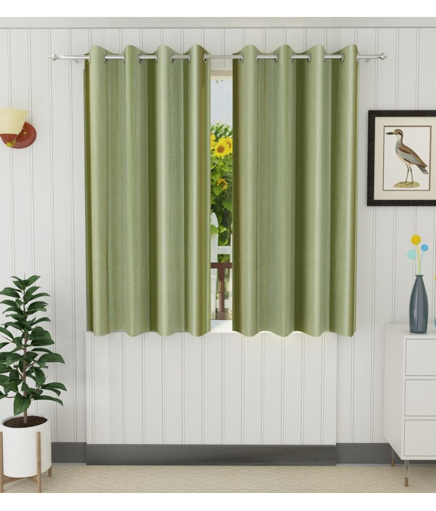    			Tanishka Fabs Solid Semi-Transparent Eyelet Door Curtain 7 ft Pack of 2 -Light Green