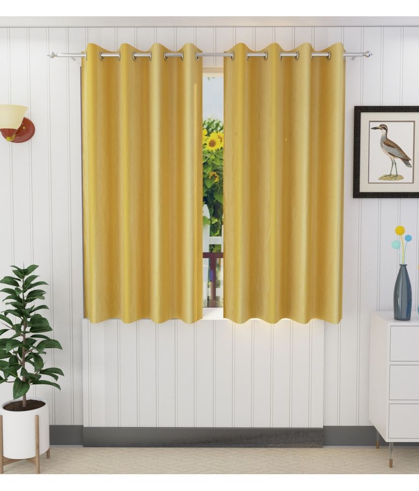     			Tanishka Fabs Solid Semi-Transparent Eyelet Door Curtain 7 ft Pack of 2 -Yellow