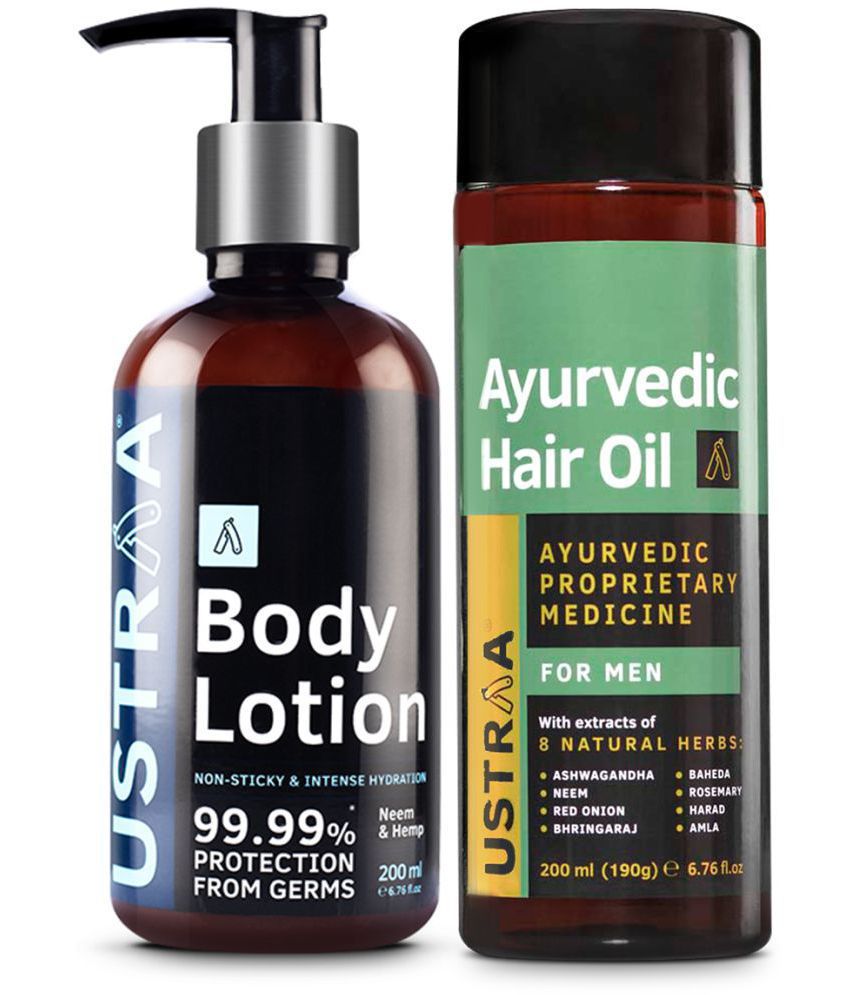     			Ustraa Body Lotion Germ Free- 200ml & Ayurvedic Hair Oil- 200ml