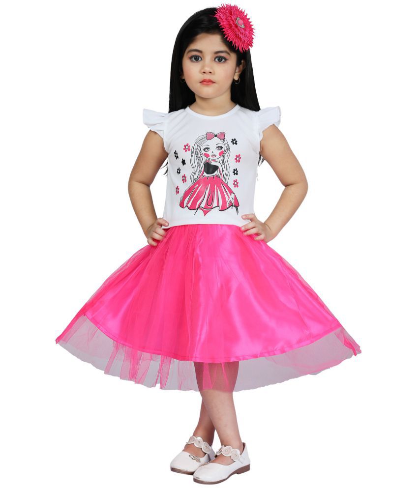    			MMONGELADRESSES - Cotton Blend Pink Girls A-line Dress ( Pack of 1 )
