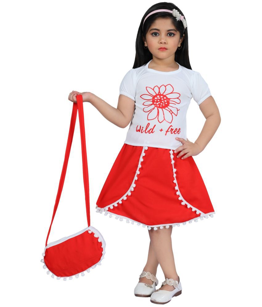     			MMONGELADRESSES - Cotton Blend Red Girls A-line Dress ( Pack of 1 )