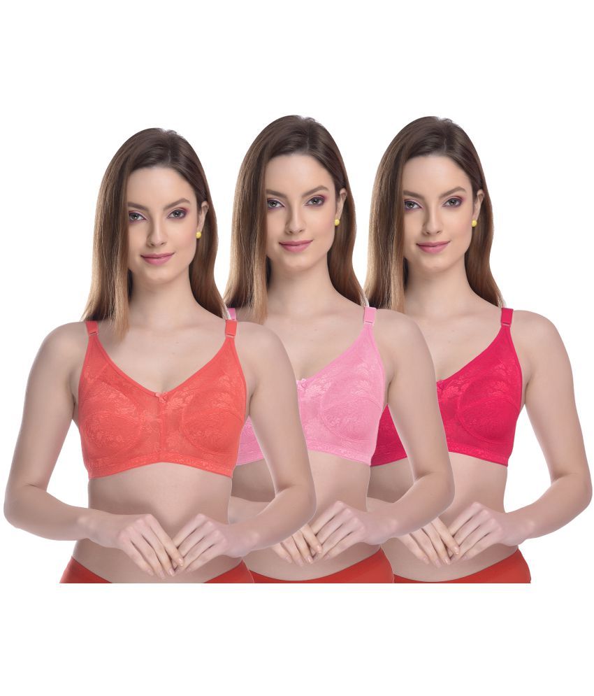     			Madam Pack of 3 Net Non Padded Women's Minimizer Bra ( Multicolor )