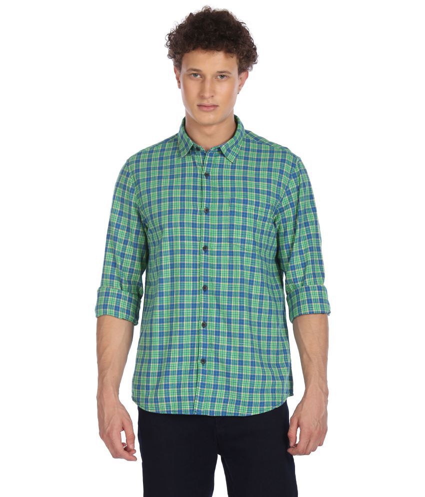     			Ruggers - 100 Percent Cotton Regular Fit Green Men's Casual Shirt ( Pack of 1 )