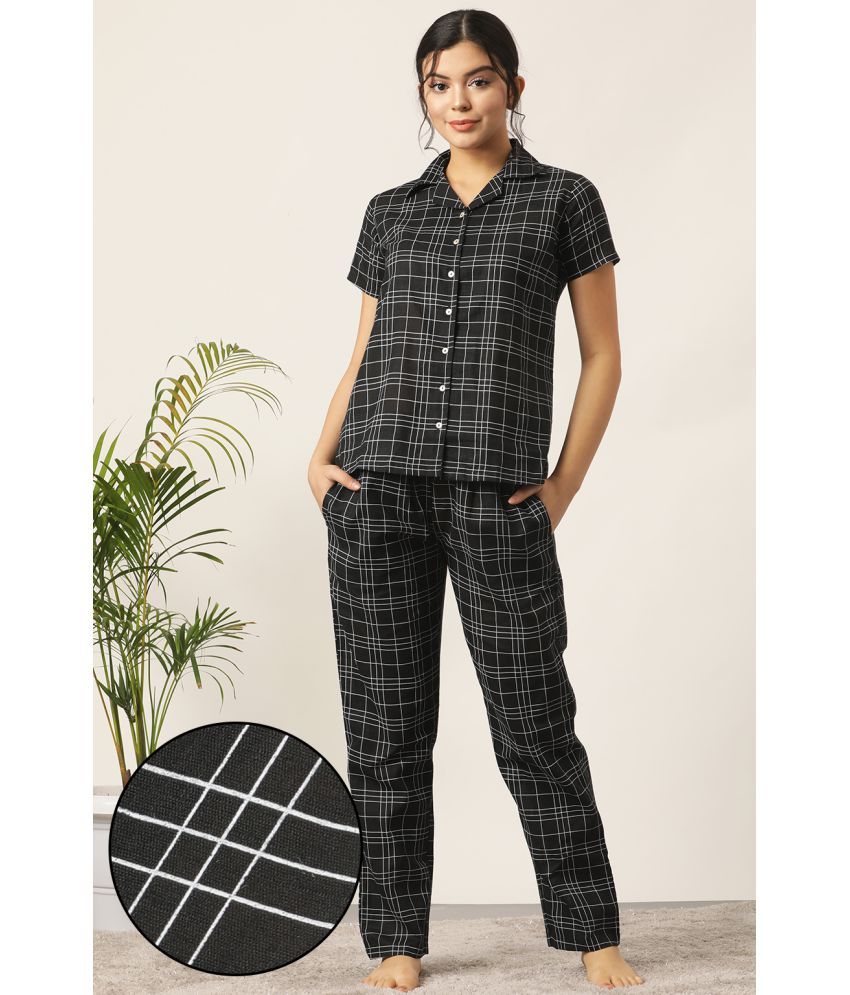     			Clovia 100% Cotton Nightsuit Sets - Black