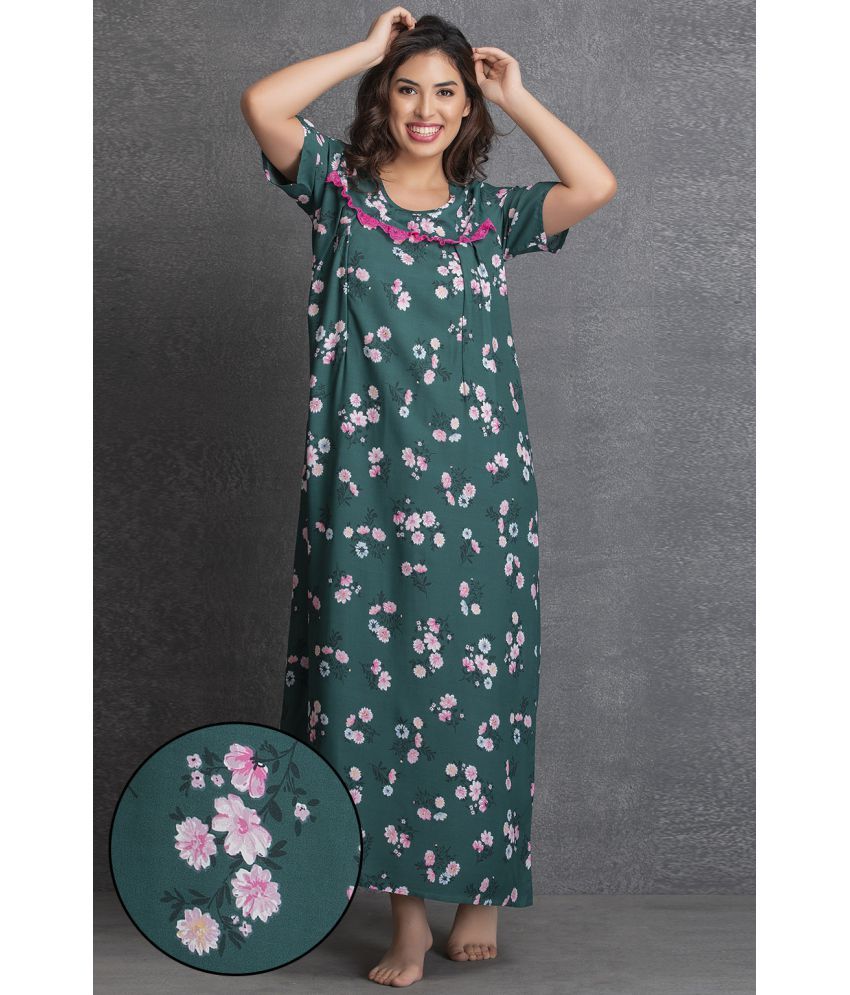     			Clovia 100% Cotton Nighty & Night Gowns - Green