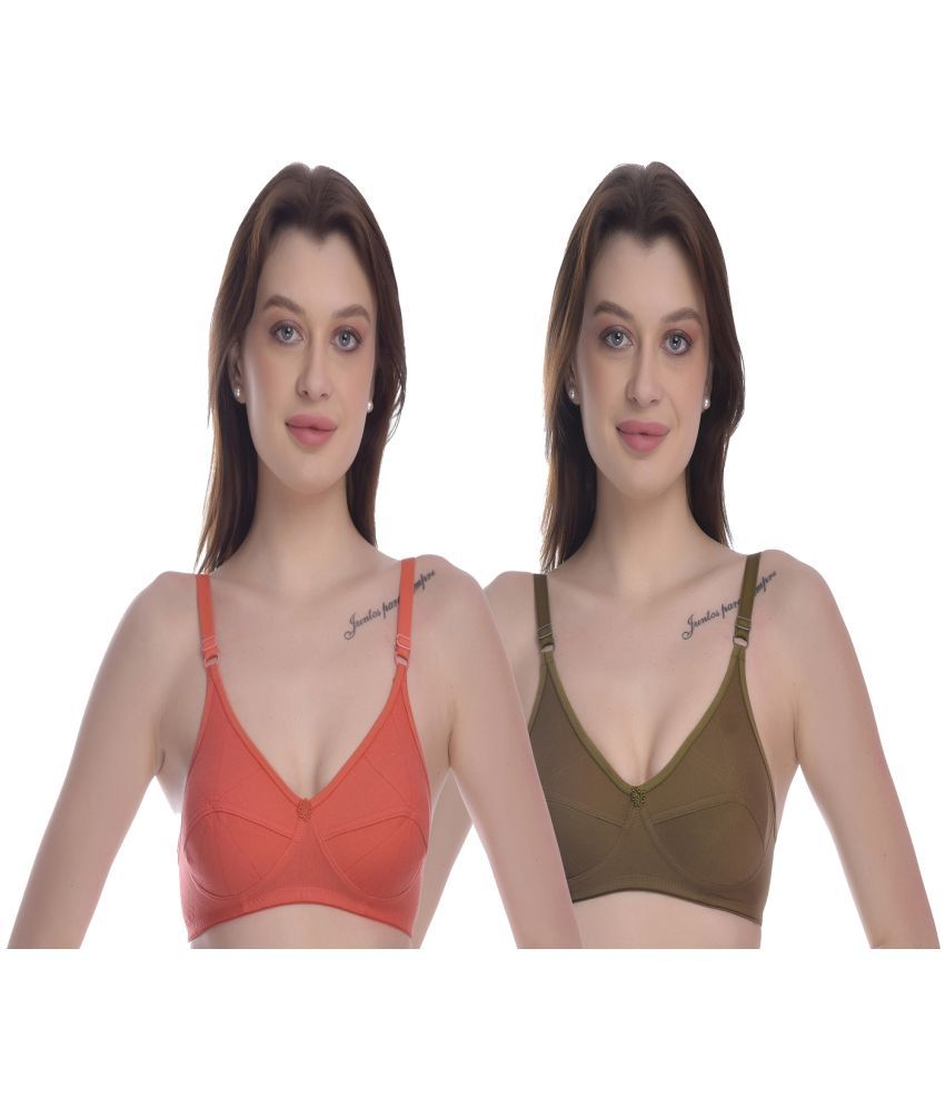     			Elina Pack of 2 100% Cotton Non Padded Women's T-Shirt Bra ( Multicolor )