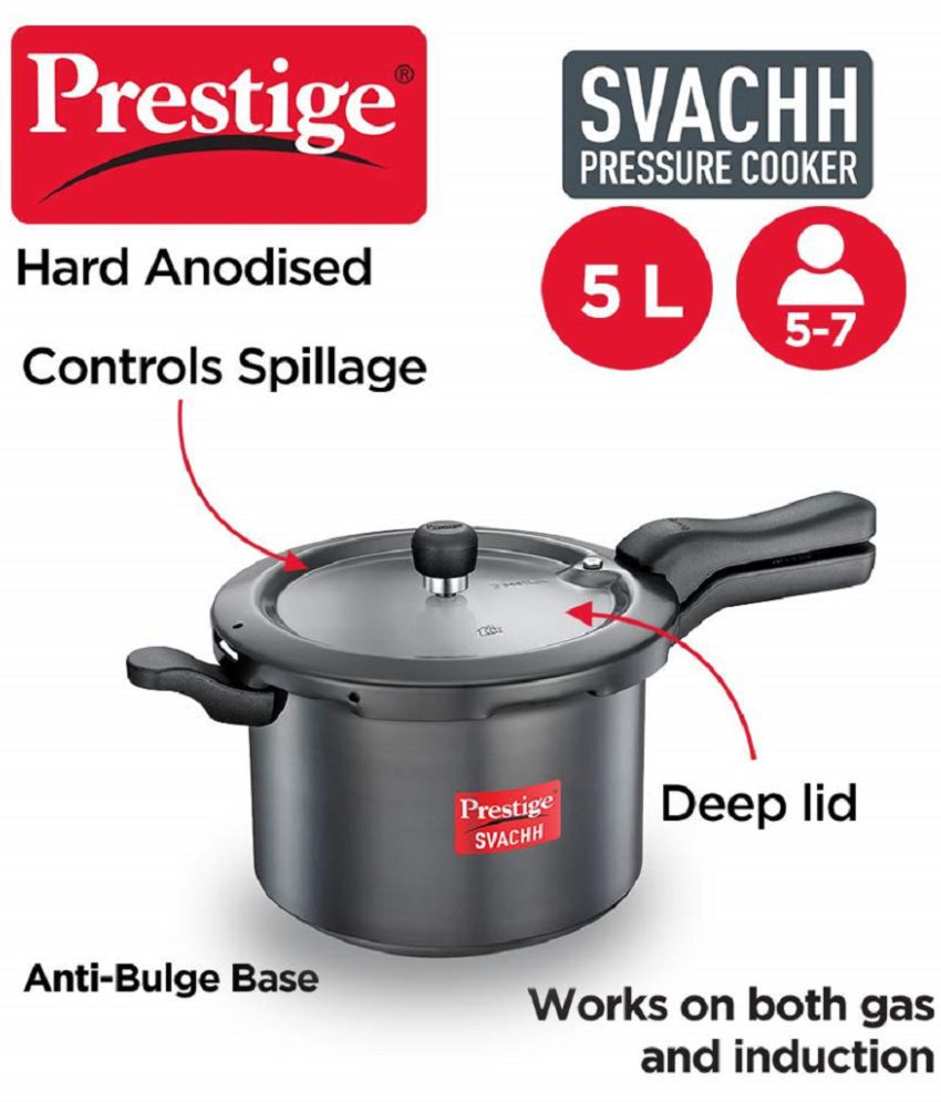 Buy Prestige Svachh 5 L Hard Anodized OuterLid Pressure Cooker With ...
