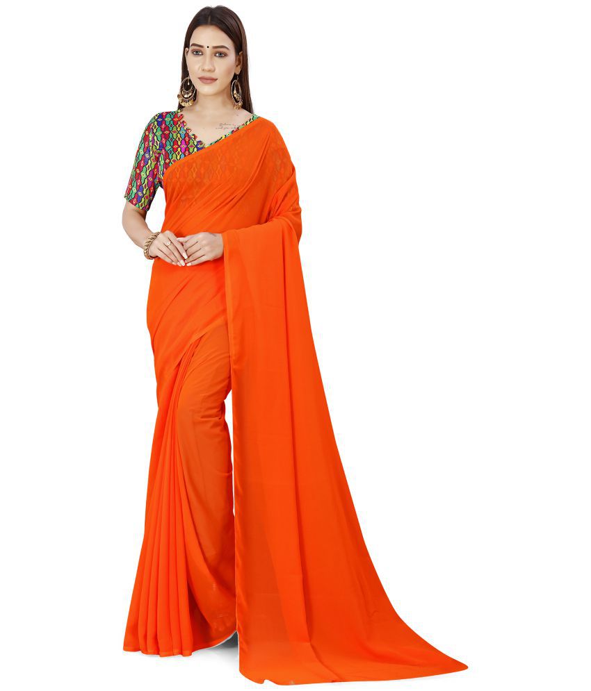     			Anand Sarees - Orange Georgette Saree With Blouse Piece ( Pack of 1 )