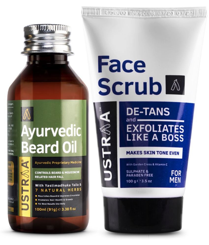     			Ustraa Ayurvedic Beard Growth Oil -100ml & De-Tan Face Scrub - 100g