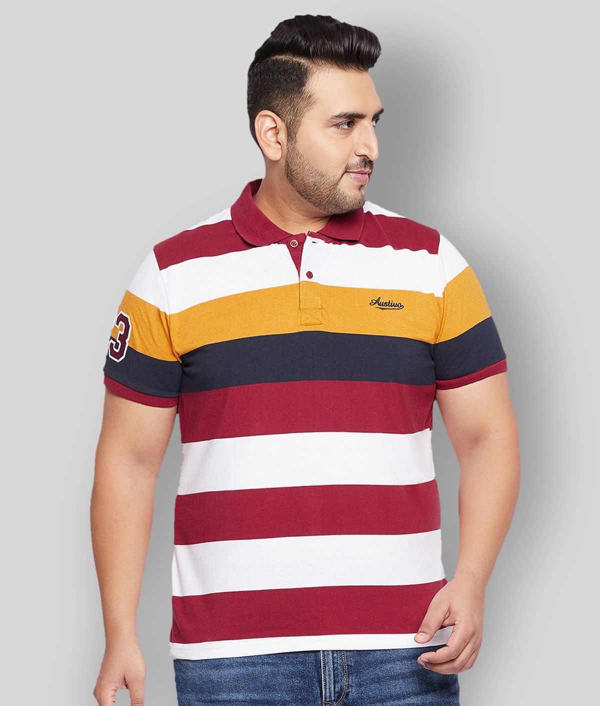     			AUSTIVO - Multicolor Cotton Blend Regular Fit Men's Polo T Shirt ( Pack of 1 )