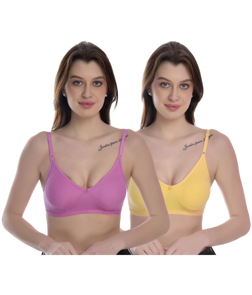     			Elina Pack of 2 100% Cotton Non Padded Women's T-Shirt Bra ( Multicolor )