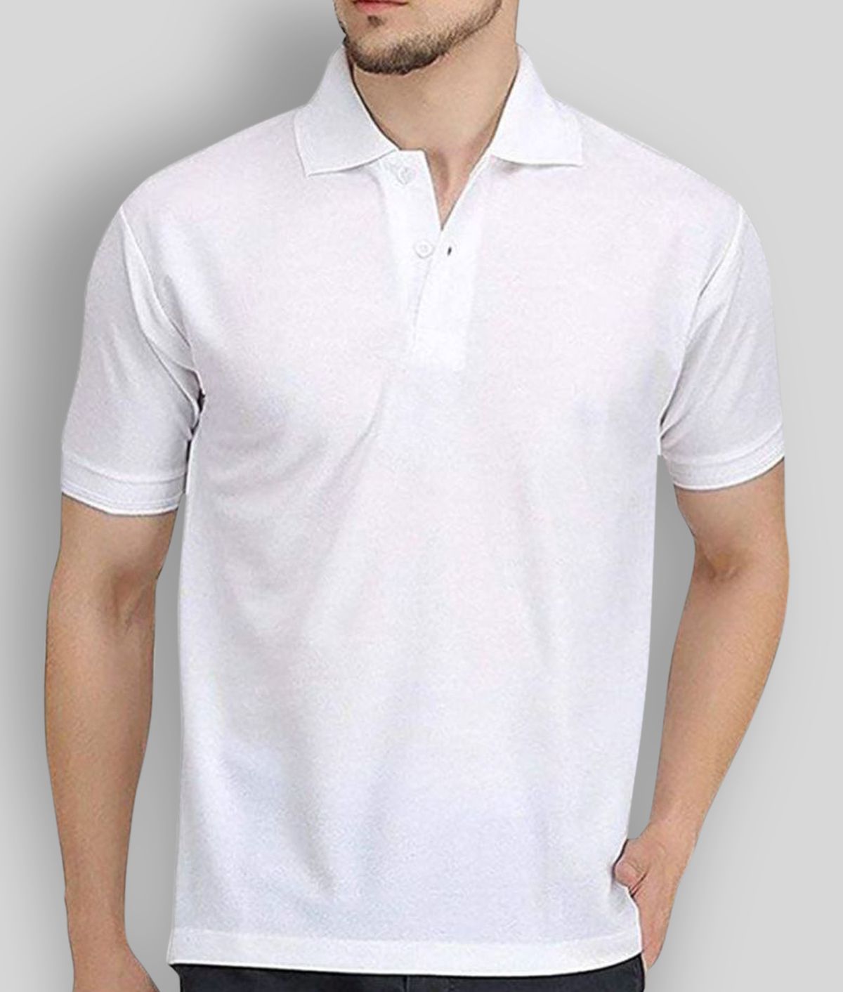     			FASHION365 - White Cotton Blend Slim Fit Men's Polo T Shirt ( Pack of 1 )