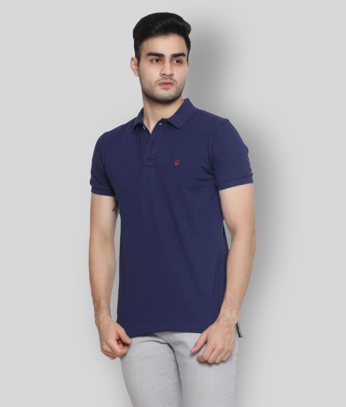     			GENTINO - Navy Cotton Blend Regular Fit Men's Polo T Shirt ( Pack of 1 )