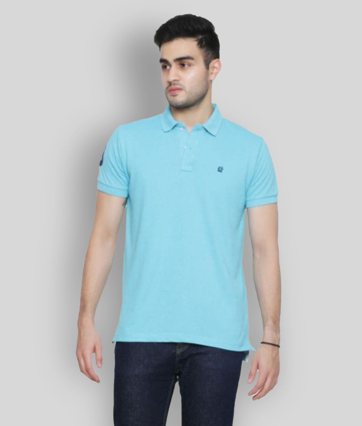     			GENTINO - Turquoise Cotton Blend Regular Fit Men's Polo T Shirt ( Pack of 1 )