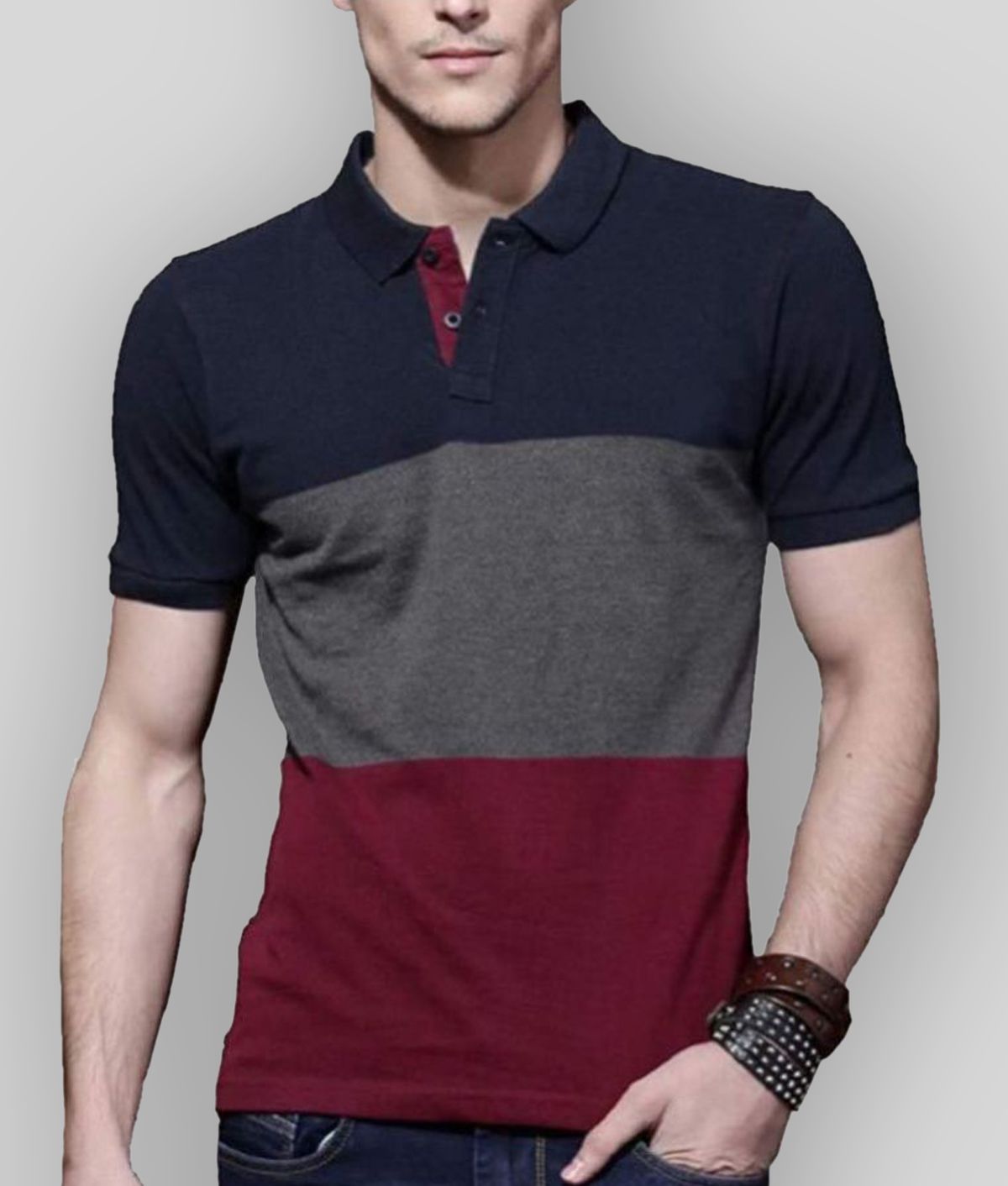    			Leotude - Multicolor Cotton Blend Regular Fit Men's Polo T Shirt ( Pack of 1 )