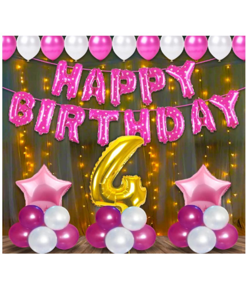 Blooms Mall 4th Birthday Decoration Items For Girls With Fairy Light