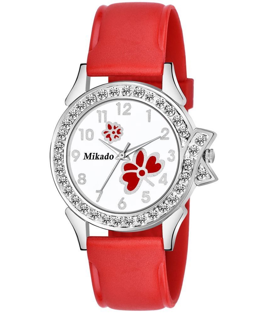     			Mikado - Red Leather Analog Womens Watch