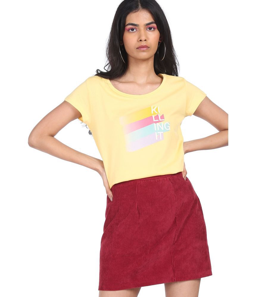     			Sugr - Cotton Blend Regular Yellow Women's T-Shirt ( Pack of 1 )