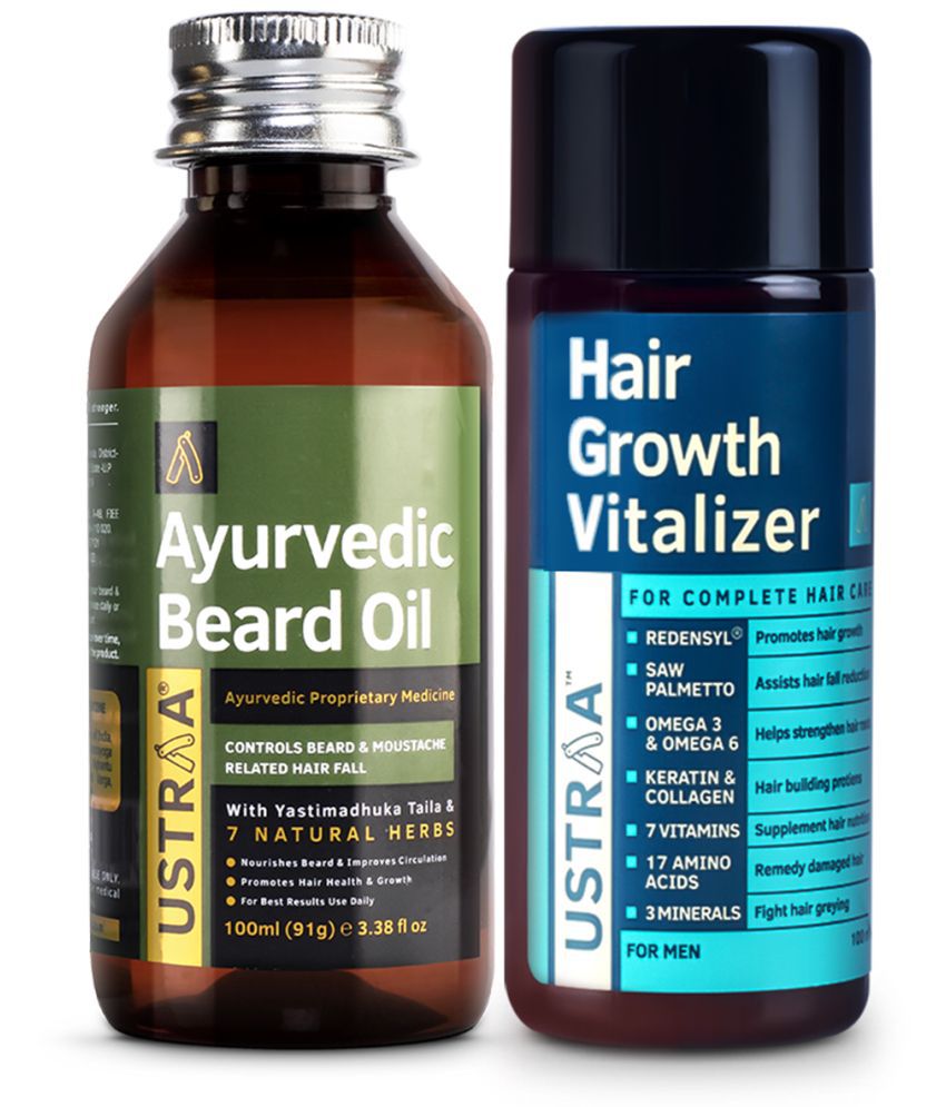     			Ustraa Ayurvedic Beard Growth Oil -100ml & Hair Growth Vitalizer - 100ml