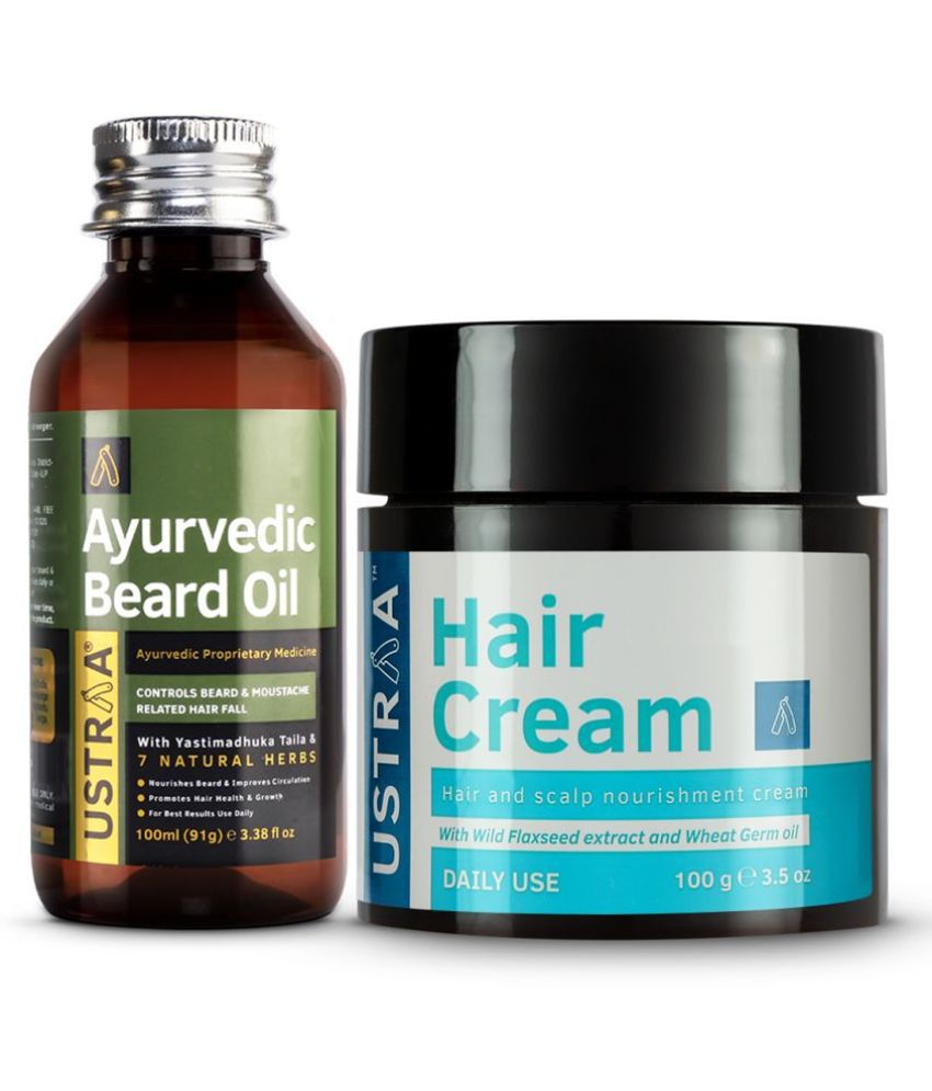    			Ustraa Ayurvedic Beard Growth Oil -100ml & Hair Cream for men - Daily use -100g