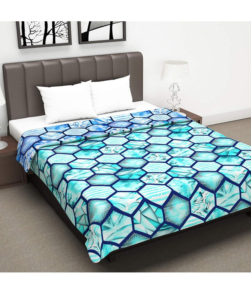     			DIVINE CASA Double Polyester Blue Abstract Dohar
