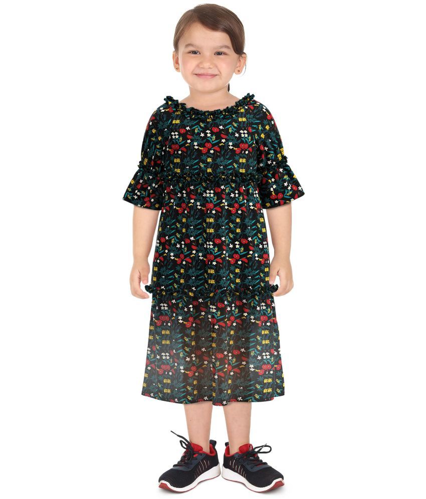     			Donuts - Cotton Blend Black Girls A-line Dress ( Pack of 1 )