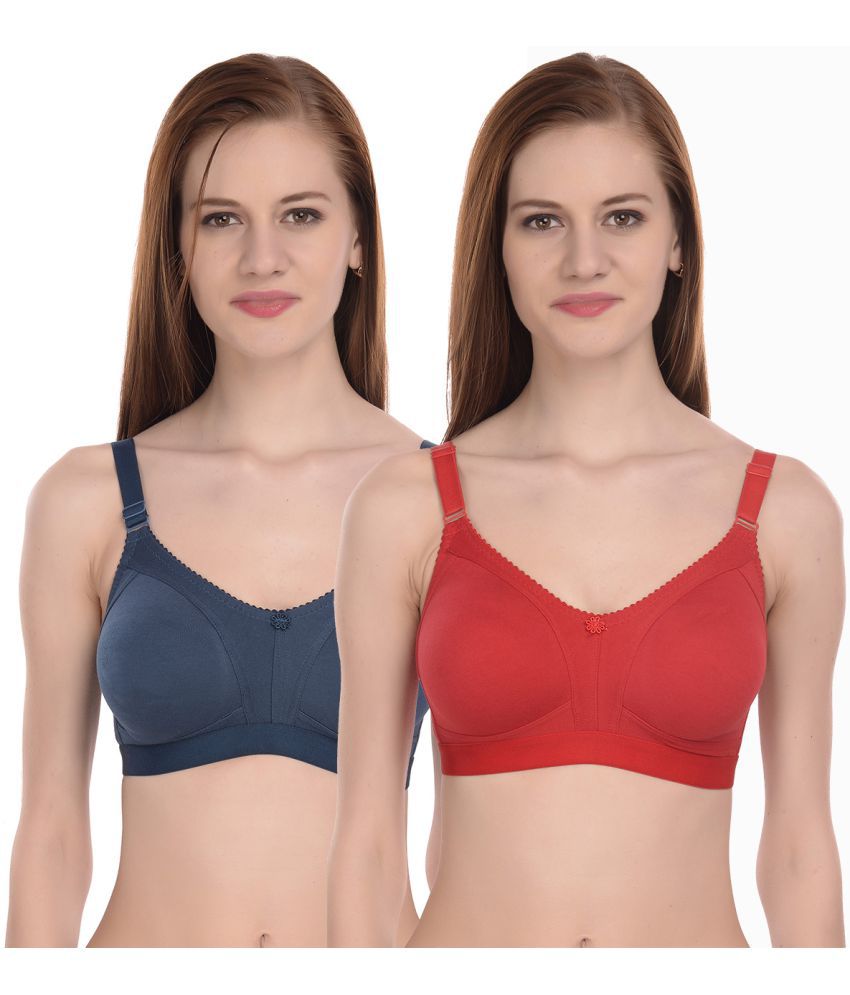     			Elina - 100% Cotton Solid Multicolor Women's Non Padded Regular Back ( Pack of 2 )