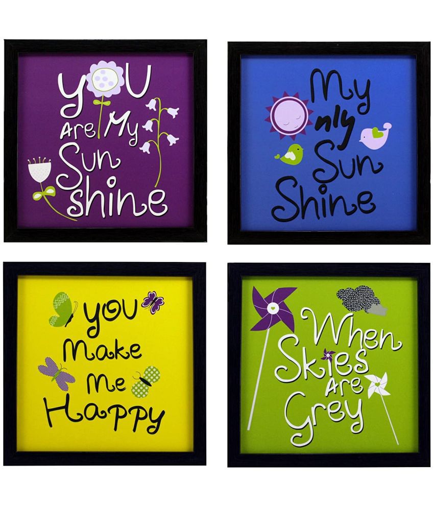     			Indianara Quotes set of 4 Wood Painting With Frame