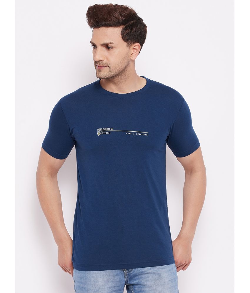     			Lycos - Cotton Blend Regular Fit Navy Blue Men's T-Shirt ( Pack of 1 )