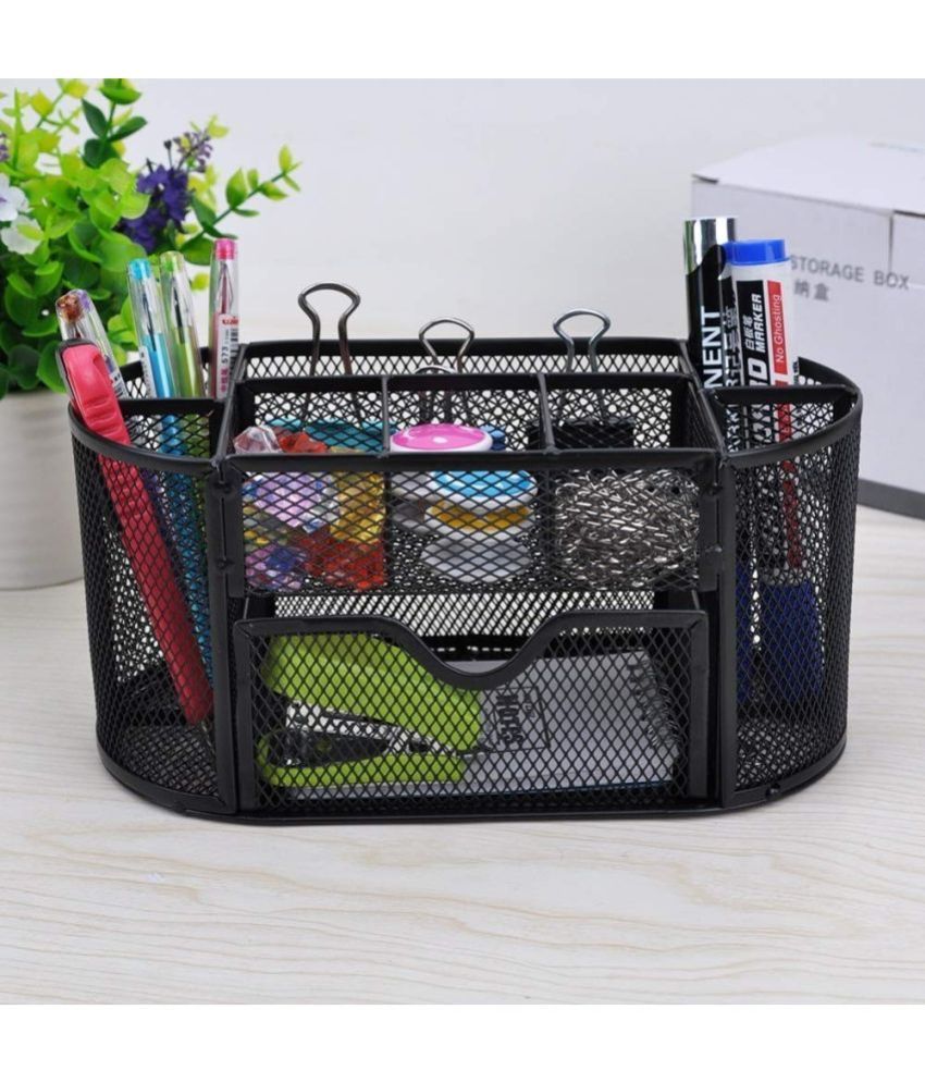 RANGWELL Beautiful Metal Mesh Desk Organizer Storage Box Stand with ...