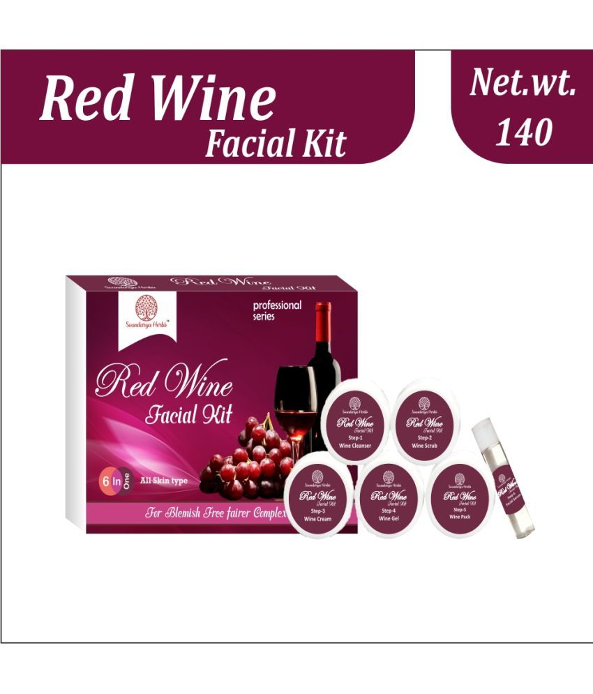SOUNDARYA HERBS RED WINE FACIAL KIT 140GM Natural Glow Facial Kit For