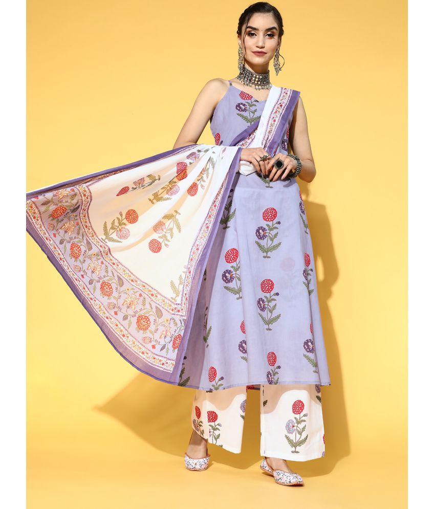    			Yufta - A-line 100% Cotton Lavender Women's Stitched Salwar Suit ( Pack of 1 )